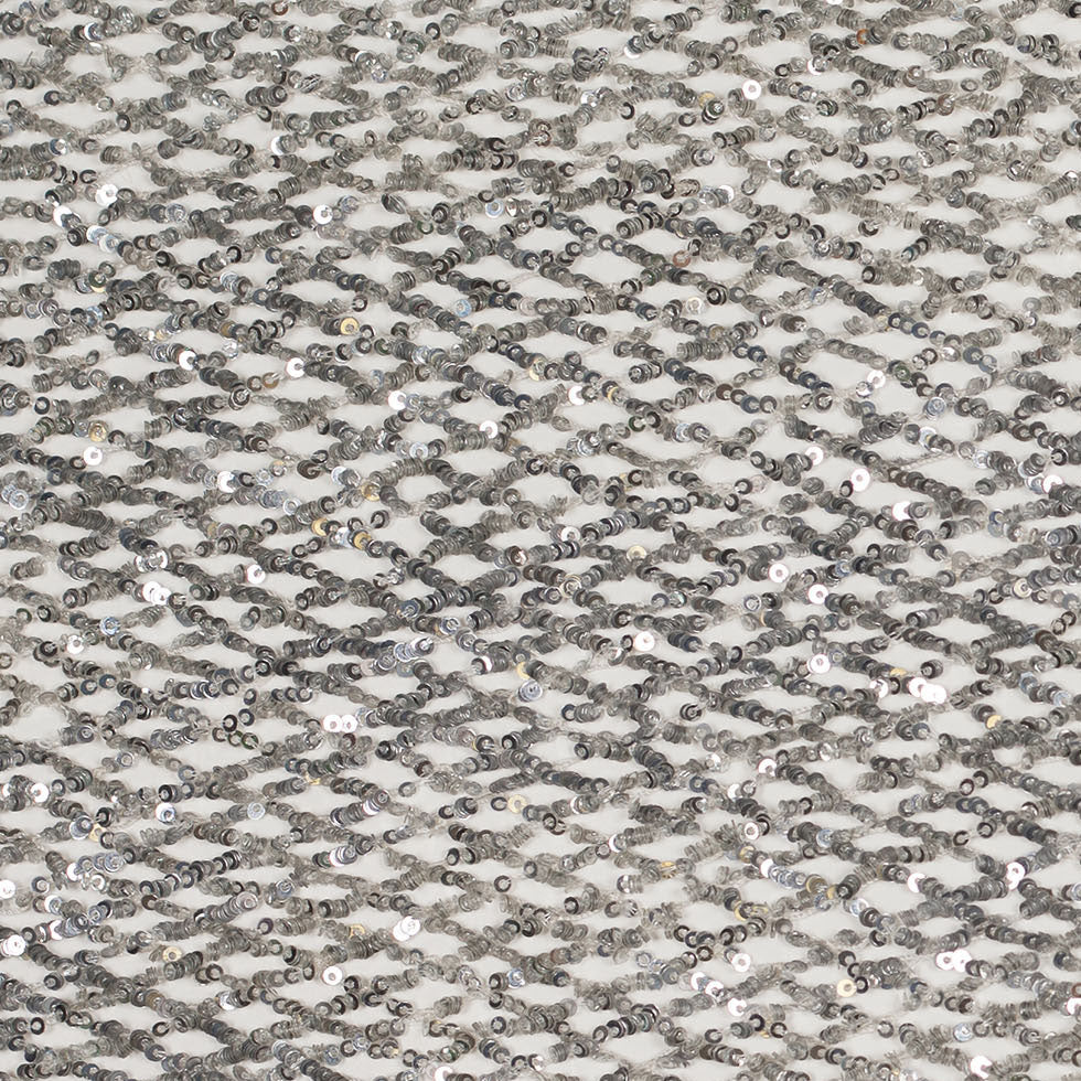 Silver Sequined Netted Lace