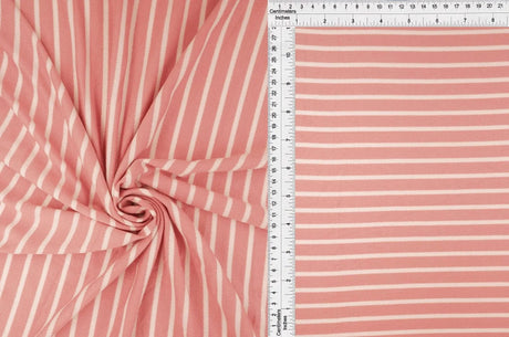 Striped Viscose Crepe Fabric 1 Yard Soft Draping Texture Lightweight 58/60" Wide