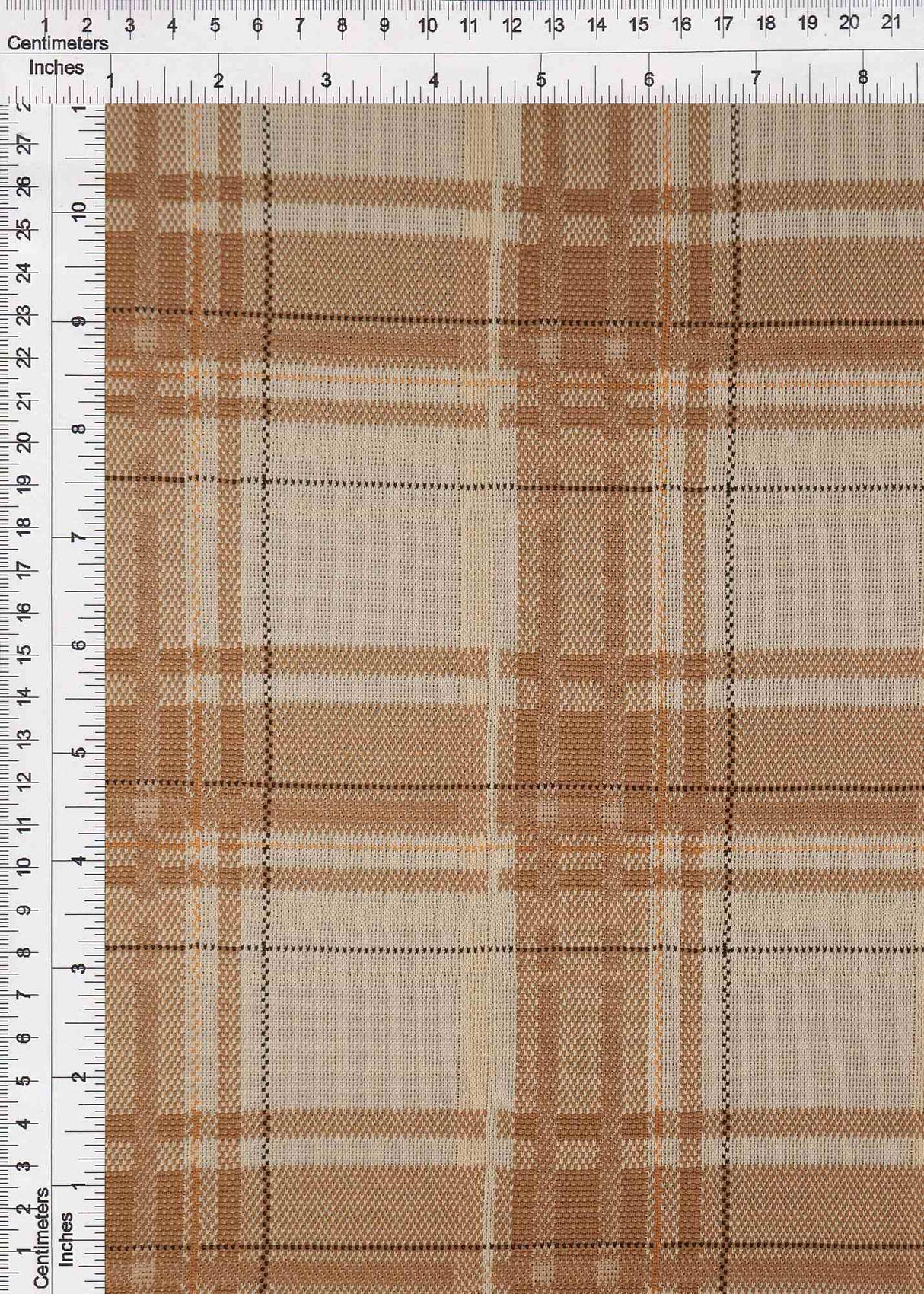 Caramel Plaid Double Knit Jacquard Fabric 1 Yard Stretch Medium Weight Soft 58/60" Wide