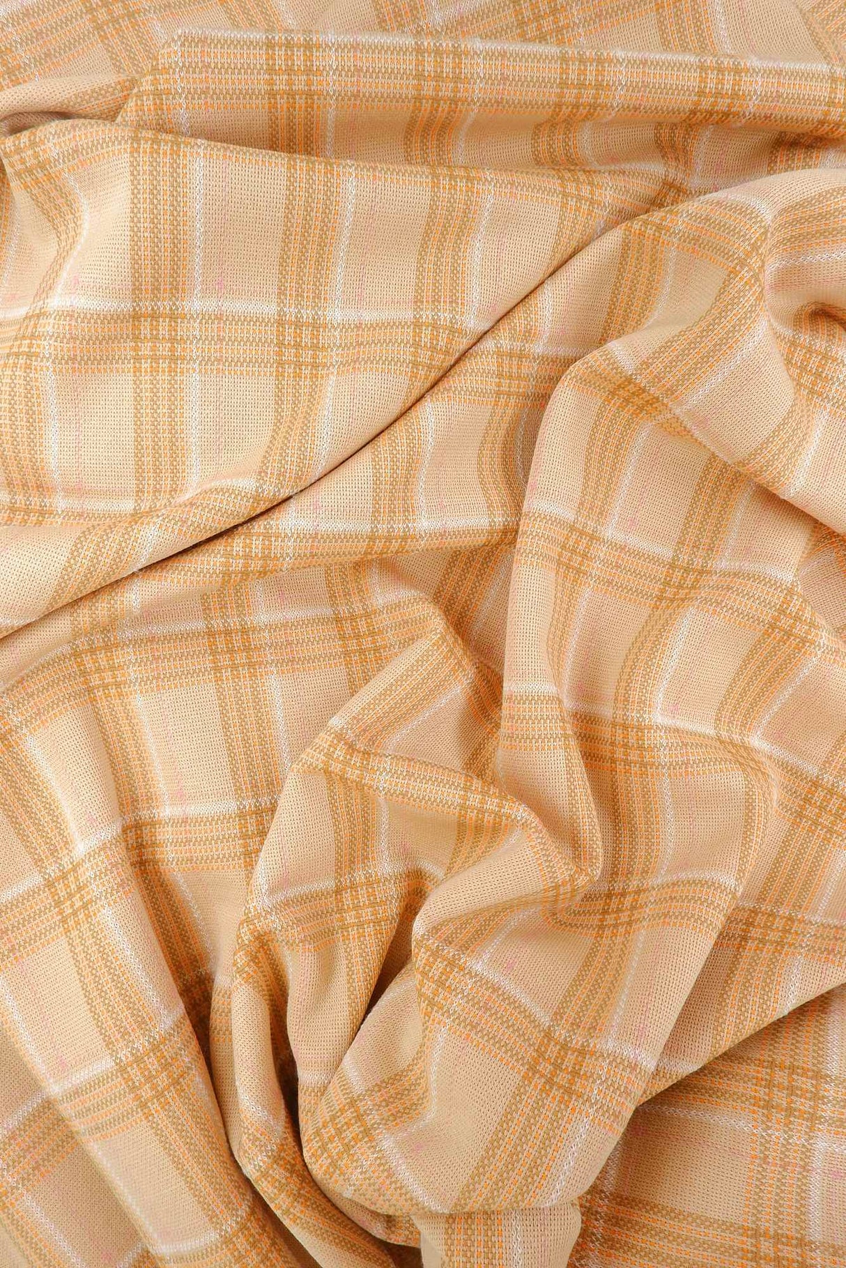 1 Yard Stretch Double Knit Jacquard Plaid Fabric Polyester Rayon Blend 58/60 Inches Wide