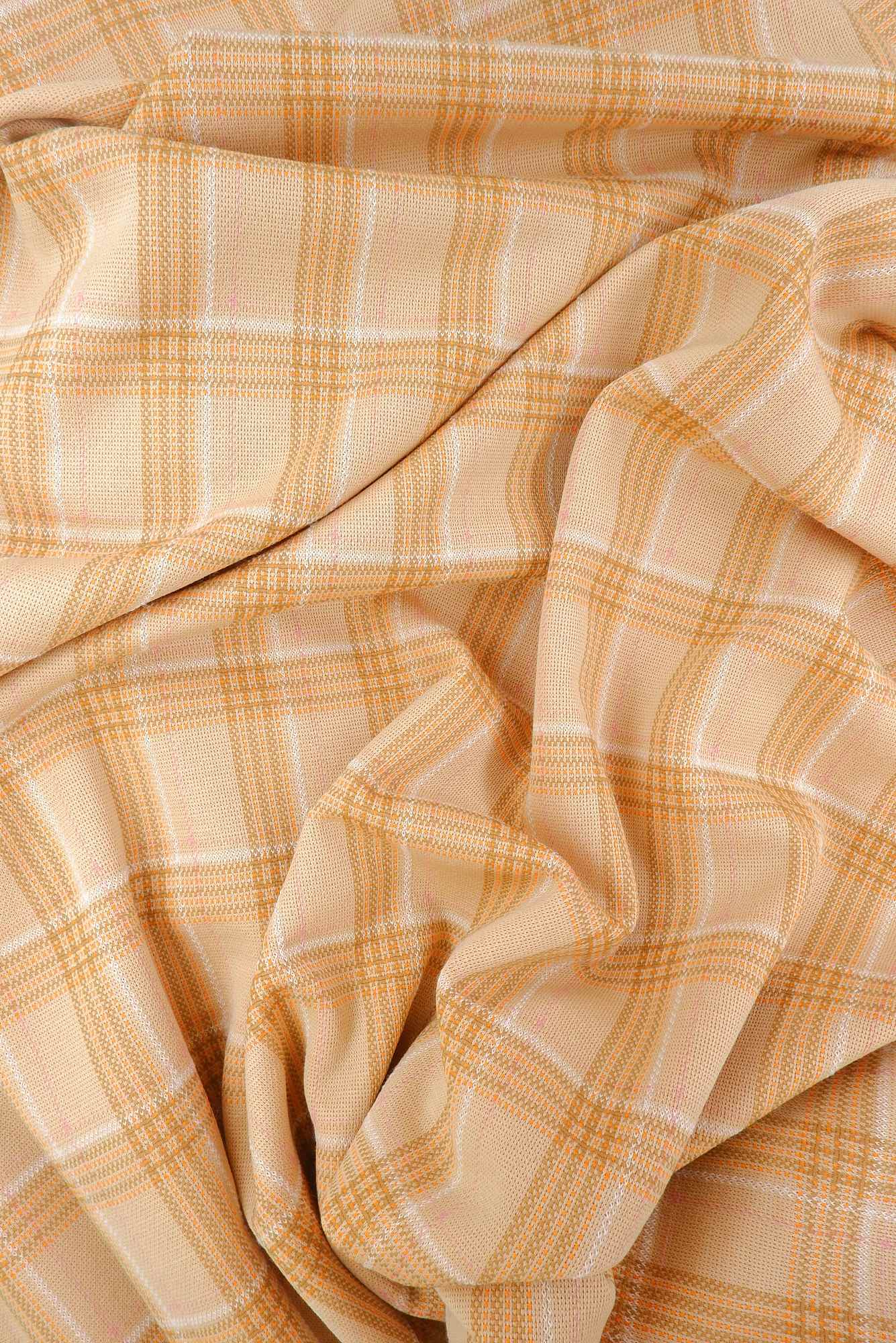 1 Yard Stretch Double Knit Jacquard Plaid Fabric Polyester Rayon Blend 58/60 Inches Wide