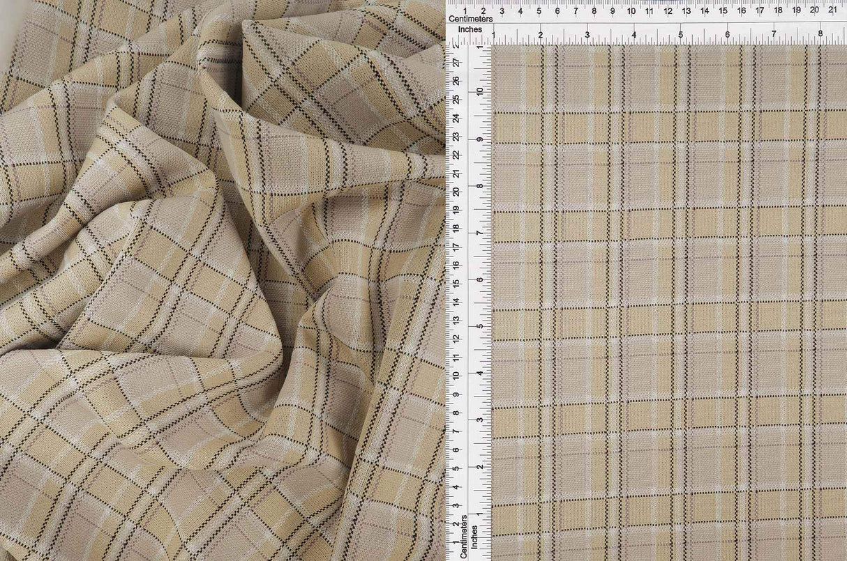 Double Knit Jacquard Plaid Fabric 1 Yard Soft Stretch Medium Weight 58/60" Wide