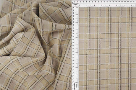 Double Knit Jacquard Plaid Fabric 1 Yard Soft Stretch Medium Weight 58/60" Wide