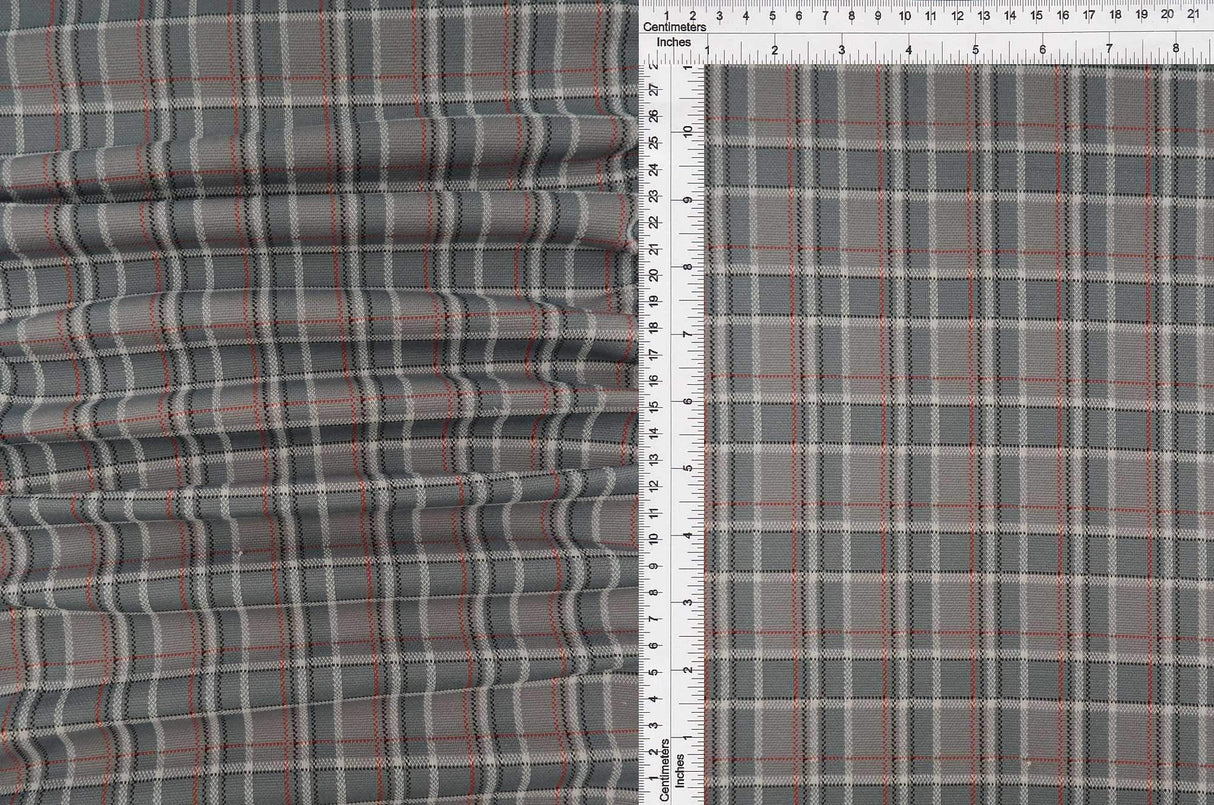 Cozy Double Knit Jacquard Plaid Fabric Stretch Polyester Rayon 58/60 Inches Wide