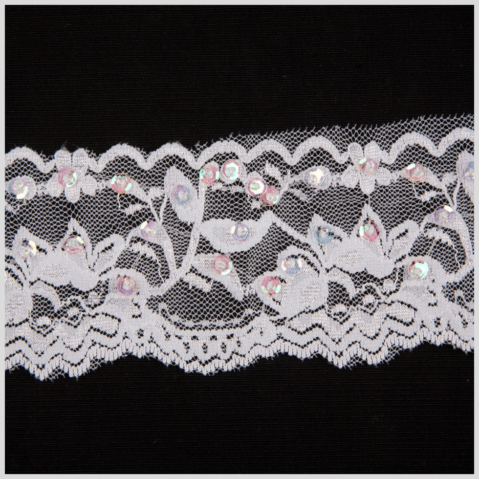 2.5" White Beaded Lace