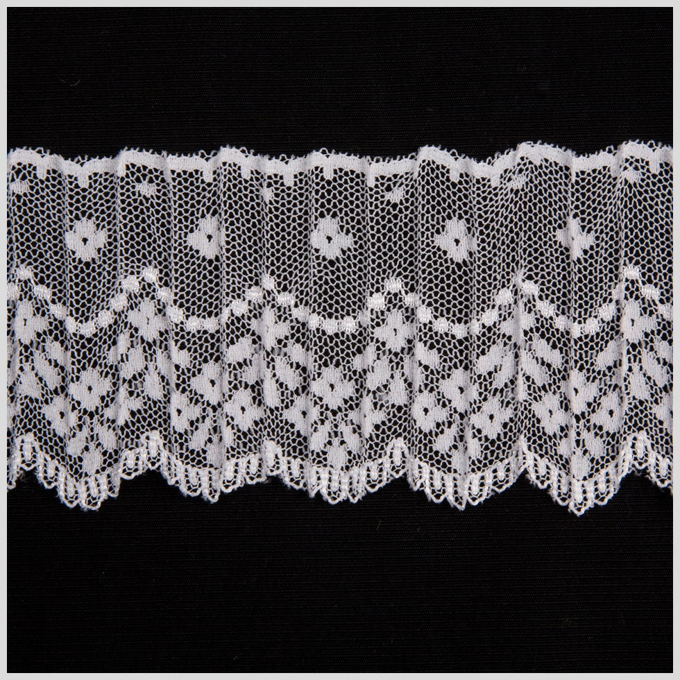 2.5" White Pleated Lace