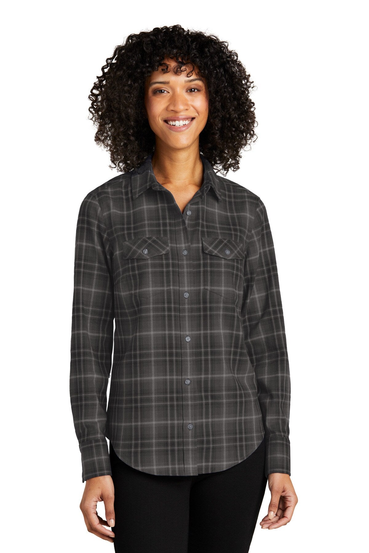 Port Authority® Long Sleeve Ombre Plaid Womens Shirt