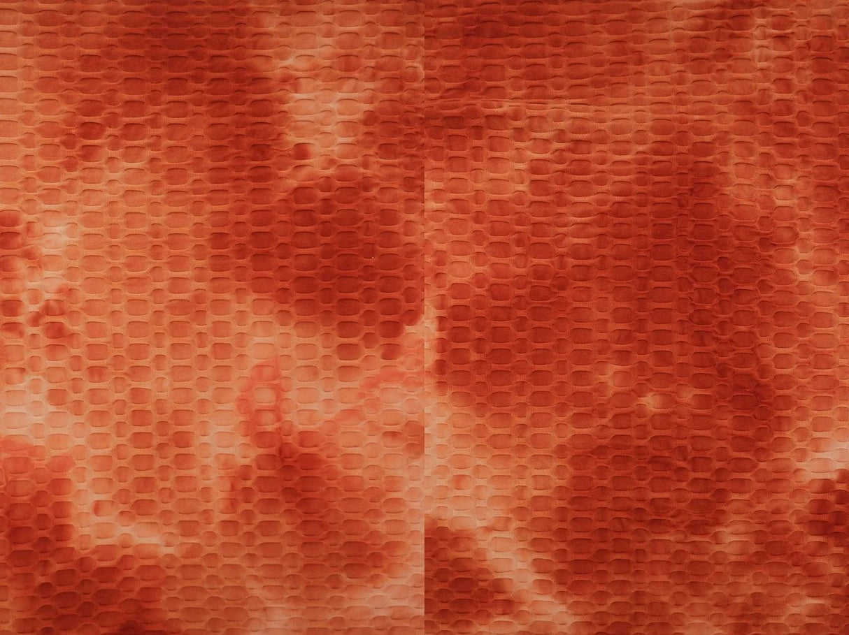 1 Yard Honeycomb Knit Real Tie Dye Stretch Fabric 58/60 Inch Wide