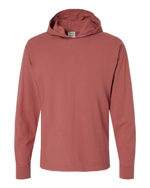 Unisex Garment-Dyed Jersey Hooded Long Sleeve T-Shirt