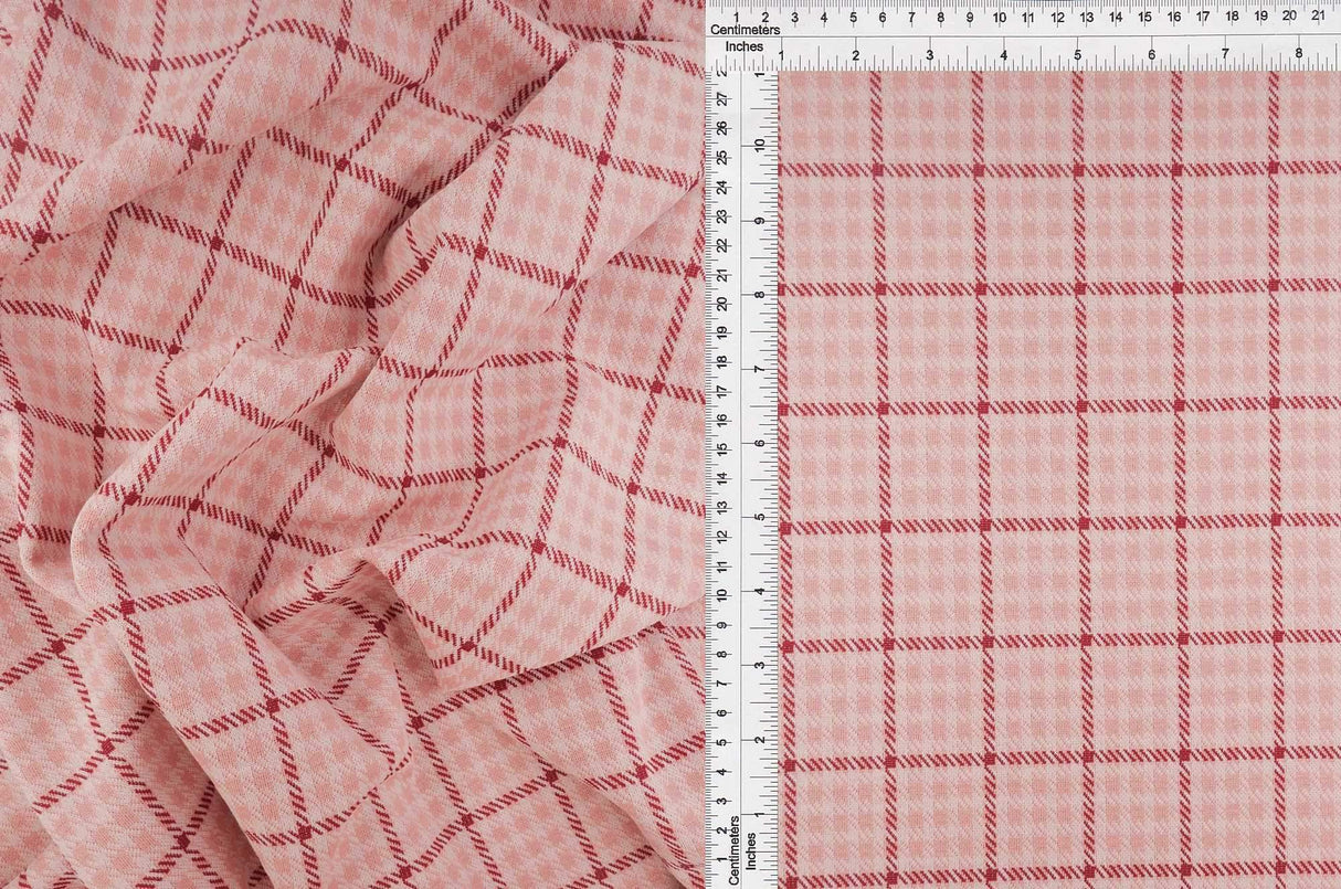 Classic Double Knit Jacquard Plaid Fabric Stretch Polyester Rayon 58/60 Inches Wide