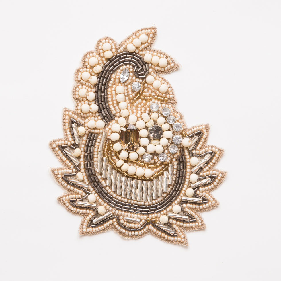 Champagne Beaded Rhinestone Applique - 4.5"