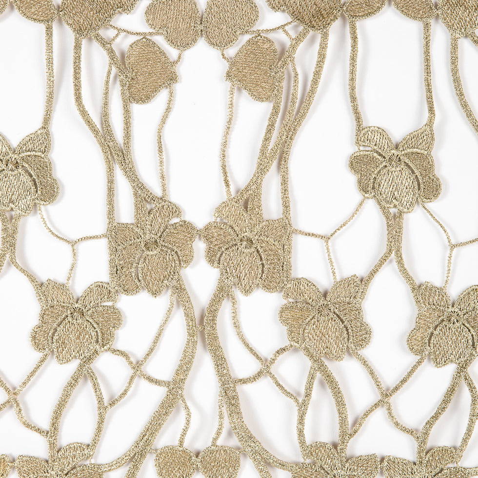 Metallic Gold Floral Lace Trimming - 16"