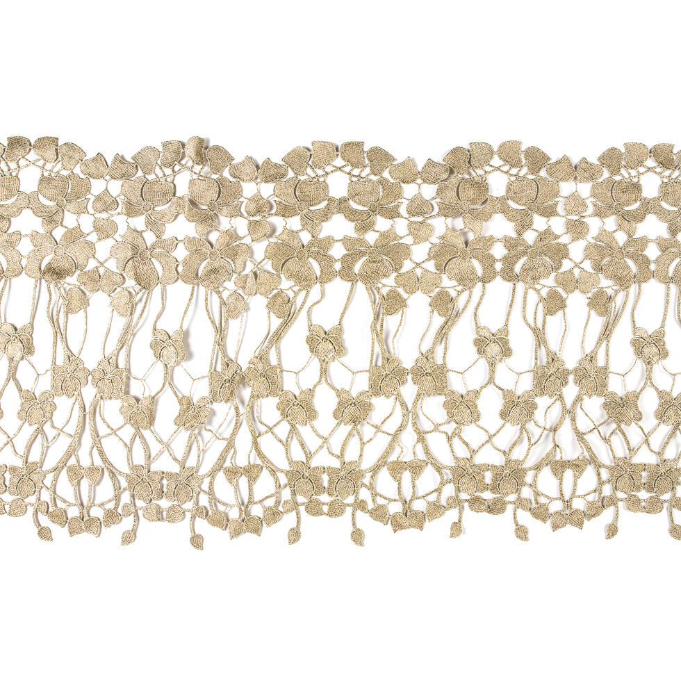 Metallic Gold Floral Lace Trimming - 16"