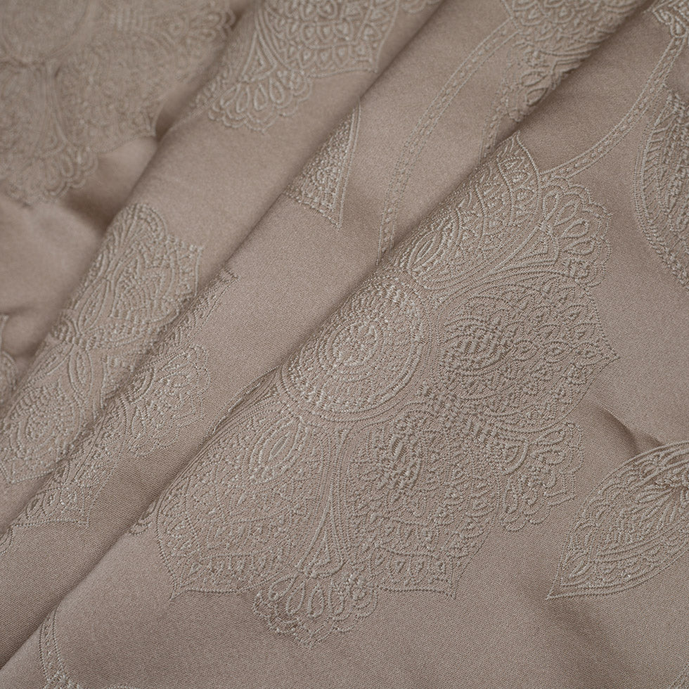 Dark Beige and Light Beige Floral Satin Jaquard