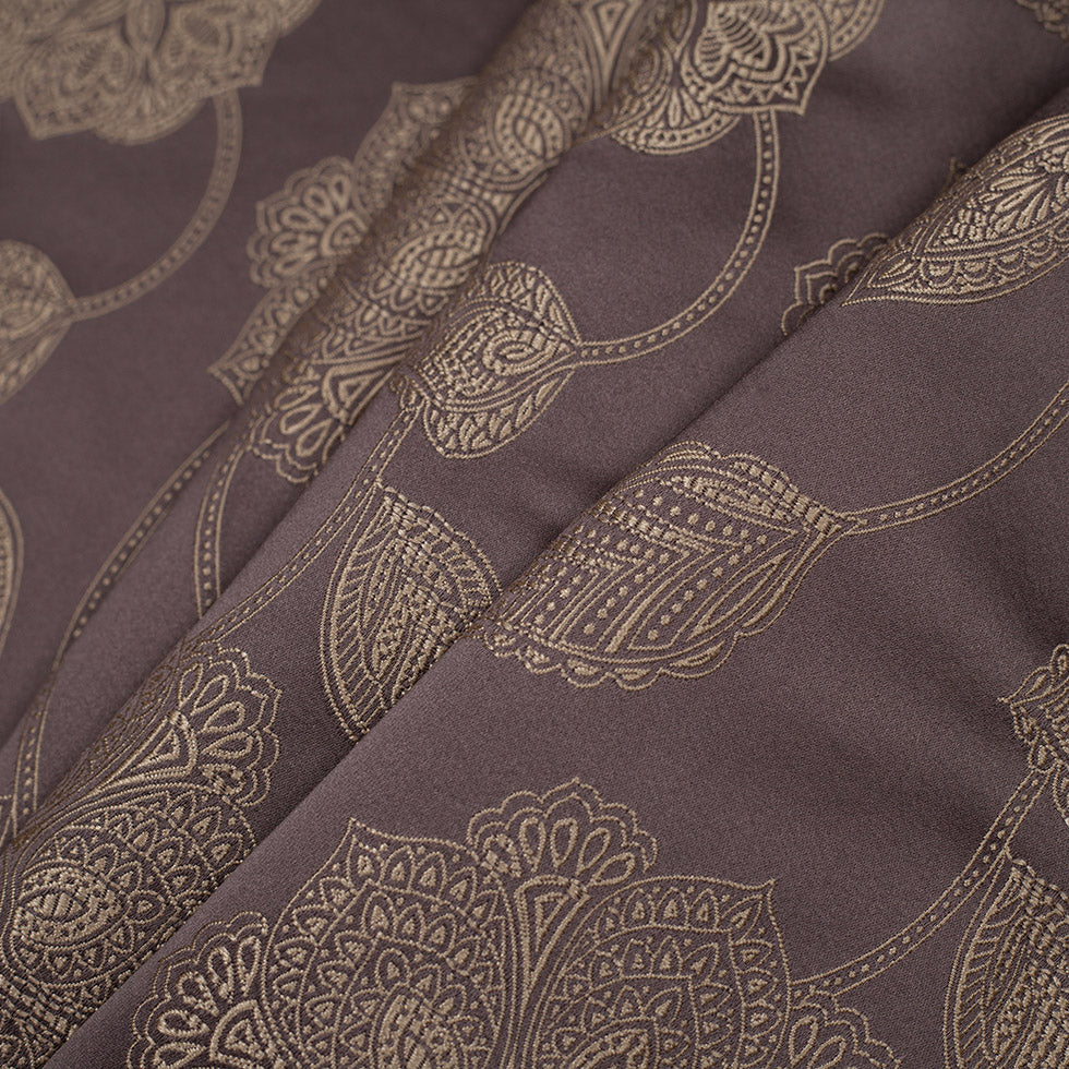 Gold and Brown Floral Satin Jacquard