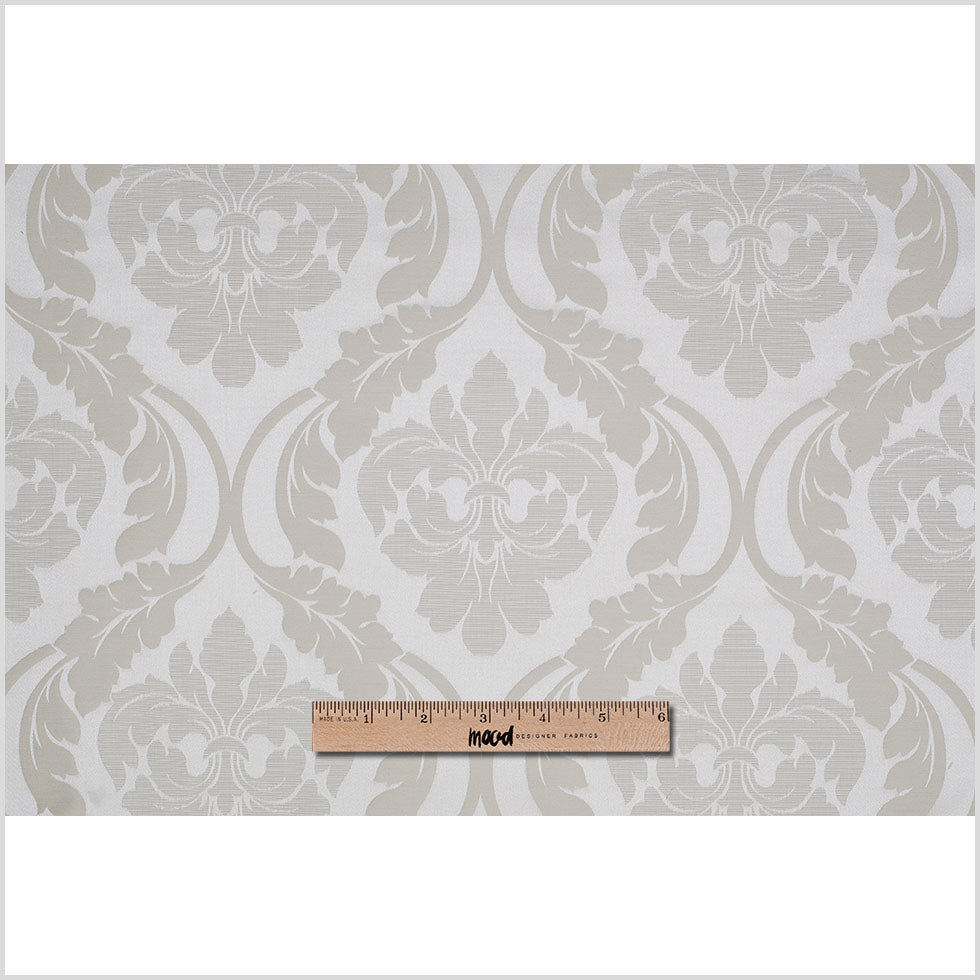 Pale Gold Floral Damask-Pattern Satin Jacquard