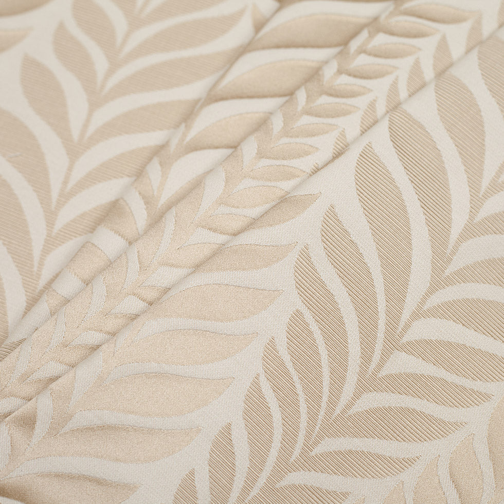 Beige and Light Beige Leafy Satin Jaquard