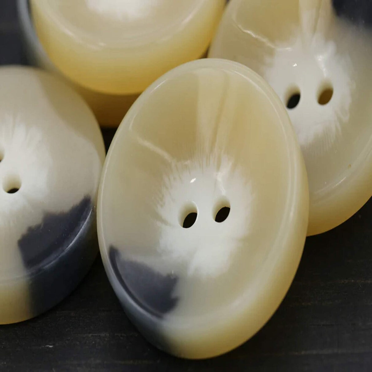 4 Pieces Beige Large Plastic Buttons 1 3/16 Inch