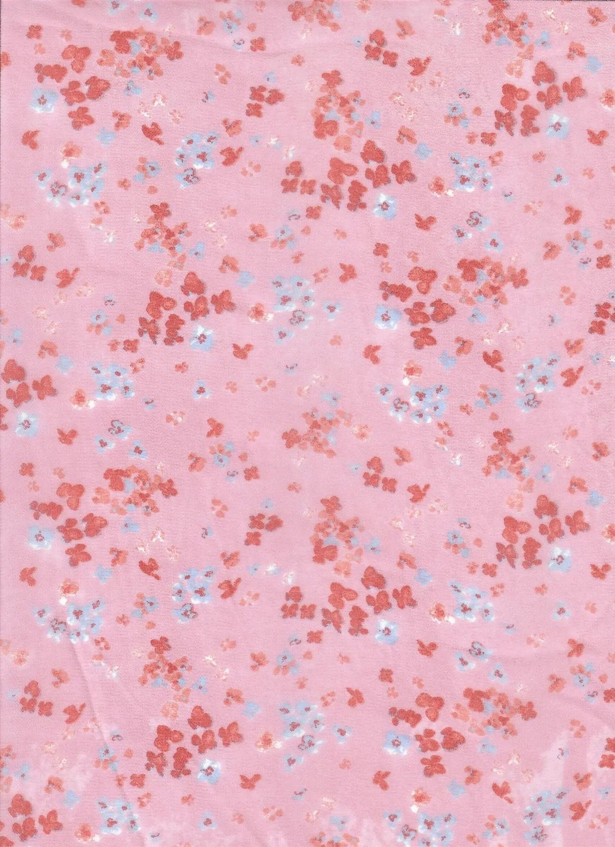 1 Yard Pink Hi Multi Chiffon Fabric 100% Polyester Ditsy Small Floral Print, 57/58" Wide