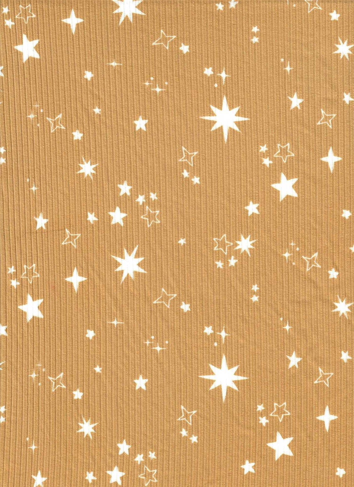 Mustard Star Print Yummy Rib Knit Fabric 1 Yard 4x2 Soft Stretch 58/60" Wide