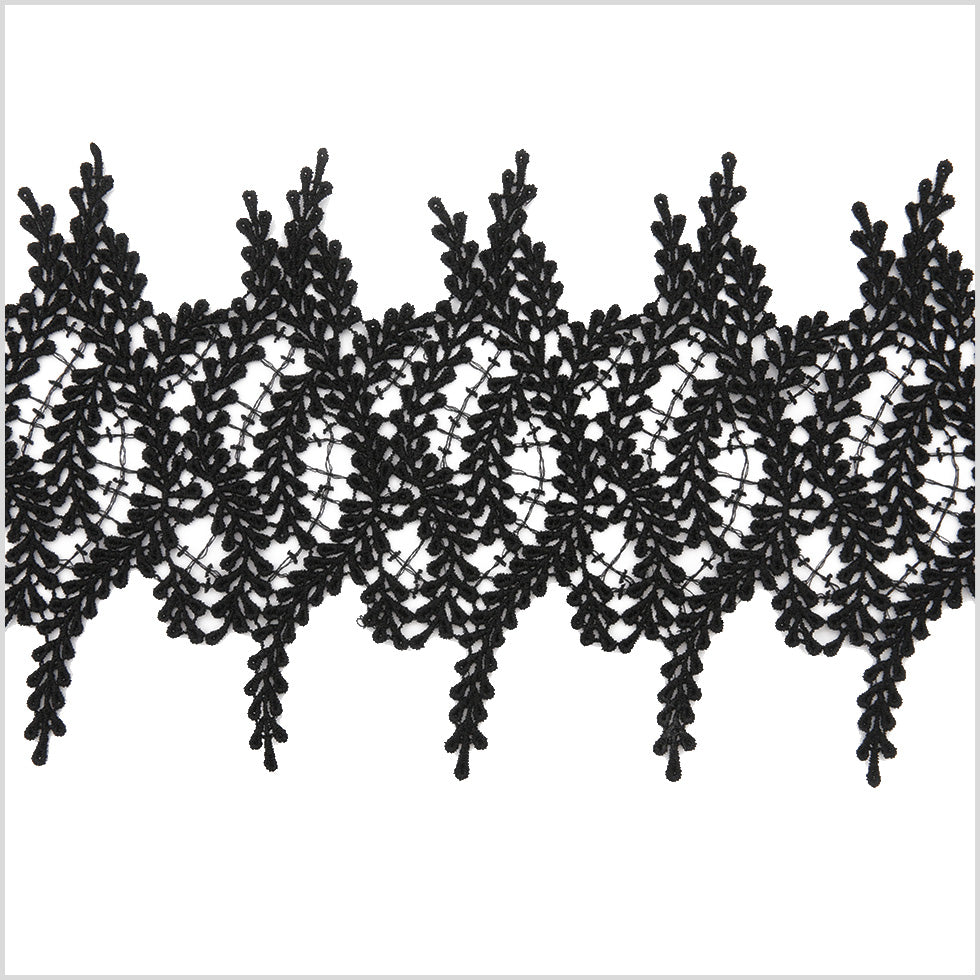 6.5" Metallic Black Lace Trim