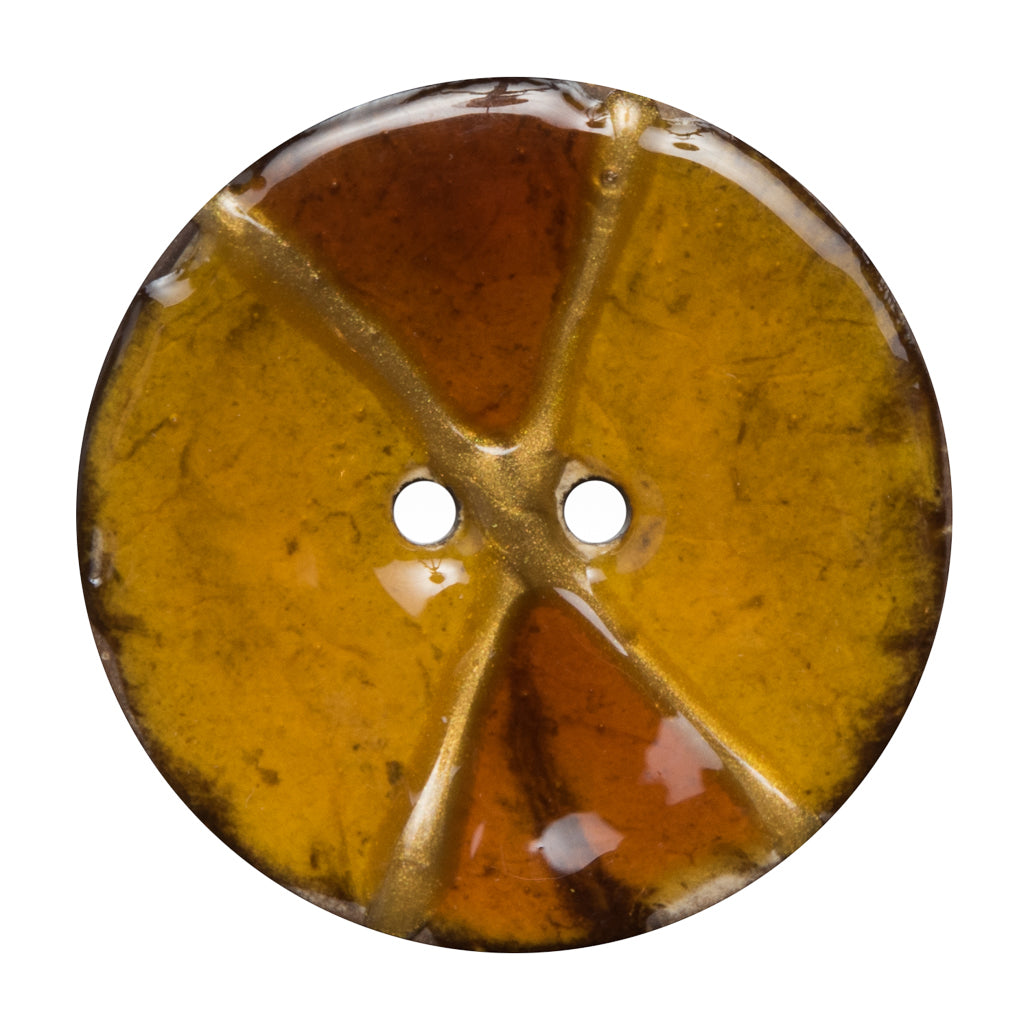 Italian Brown and Gold Coconut Button - 64L/40.5mm