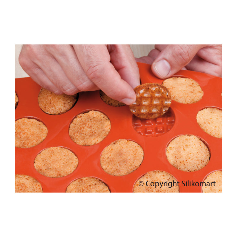 Silikomart Silicone Bake Mold Waffle Shape .39 Oz, 1.5" Dia x .47"H, 18 Cavities