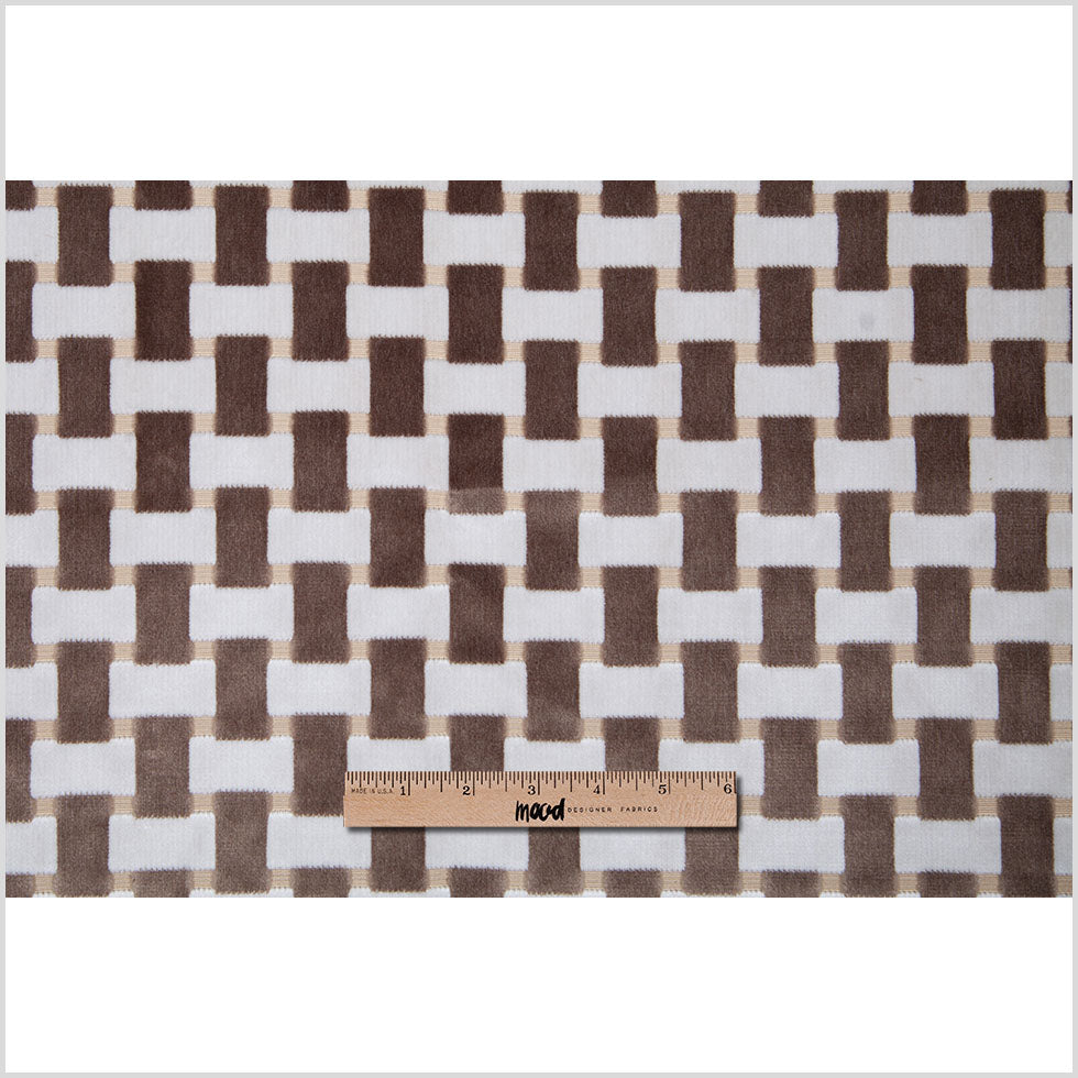 Pewter Lattice Work Cut Velvet Home Decor Fabric