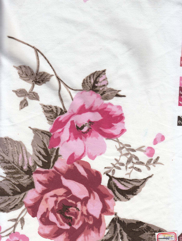 1 Yard DTY Brushed Vinyl Floral Print Stretch Knit Fabric 58/60 Inch Wide