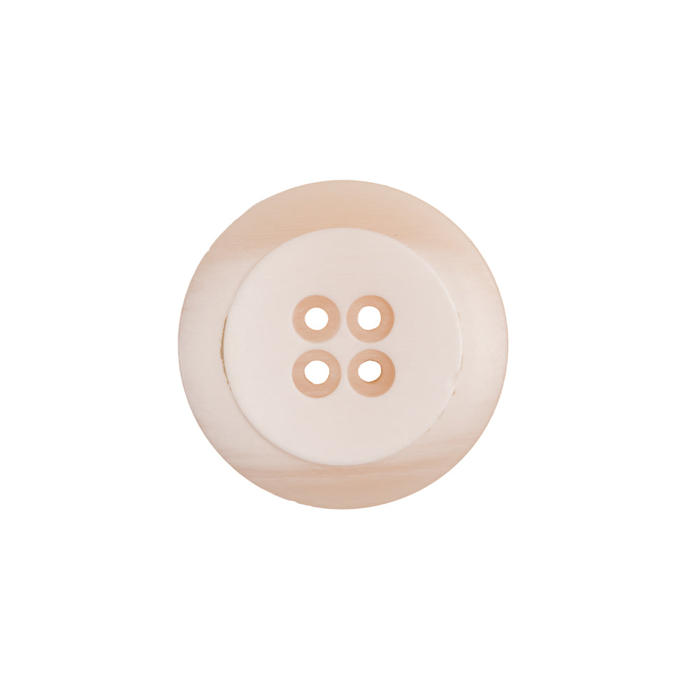 Plastic 4-Hole Button Made in Italy - 28L/18mm - Ivory Striations Dish Shaped