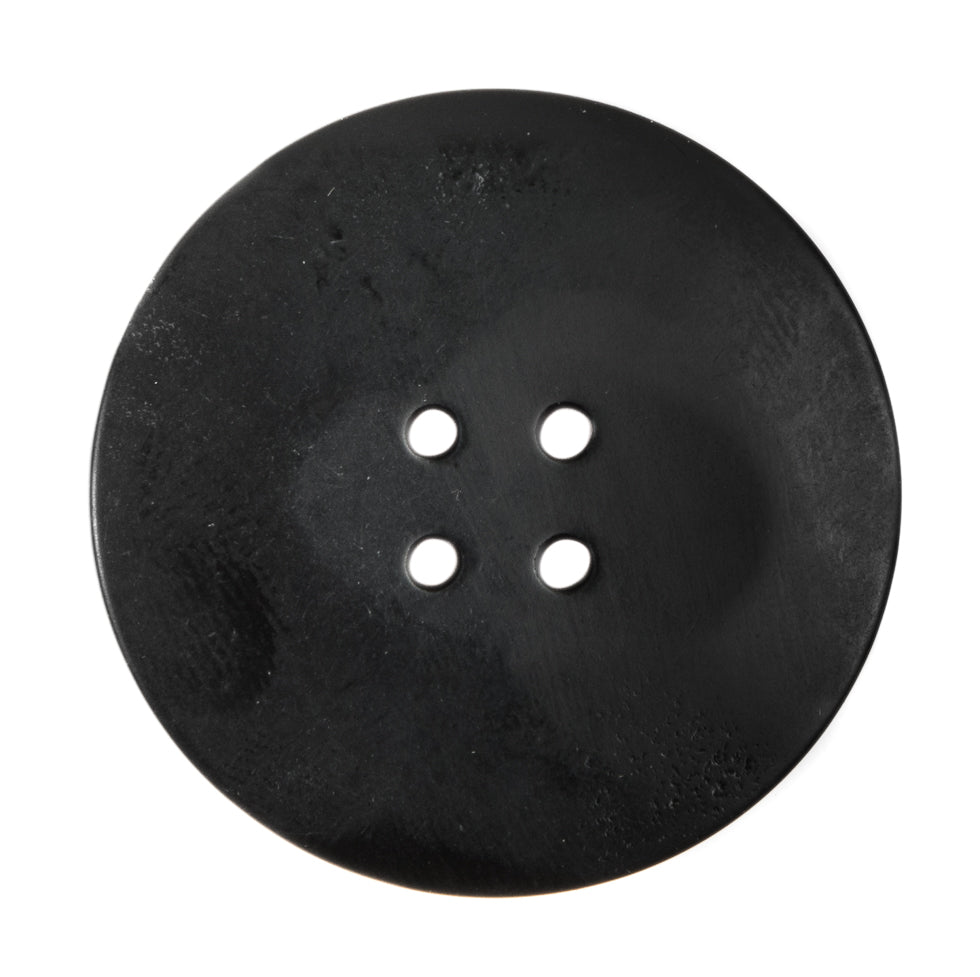 Plastic 4-Hole Button Made in Italy - 54L/34mm - Taupe and Dark Brown Striations Dish Shaped