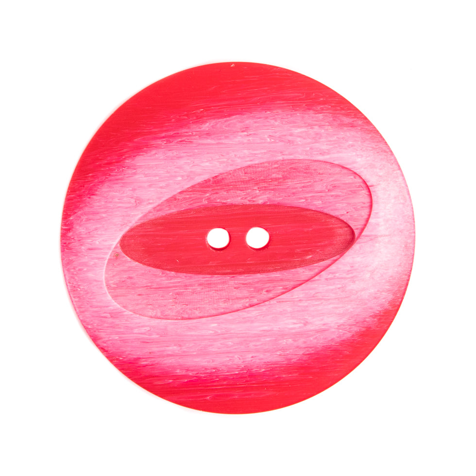 Plastic 2-Hole Button Made in Italy - 44L/28mm - Red and Pink Woodgrain with Ovals