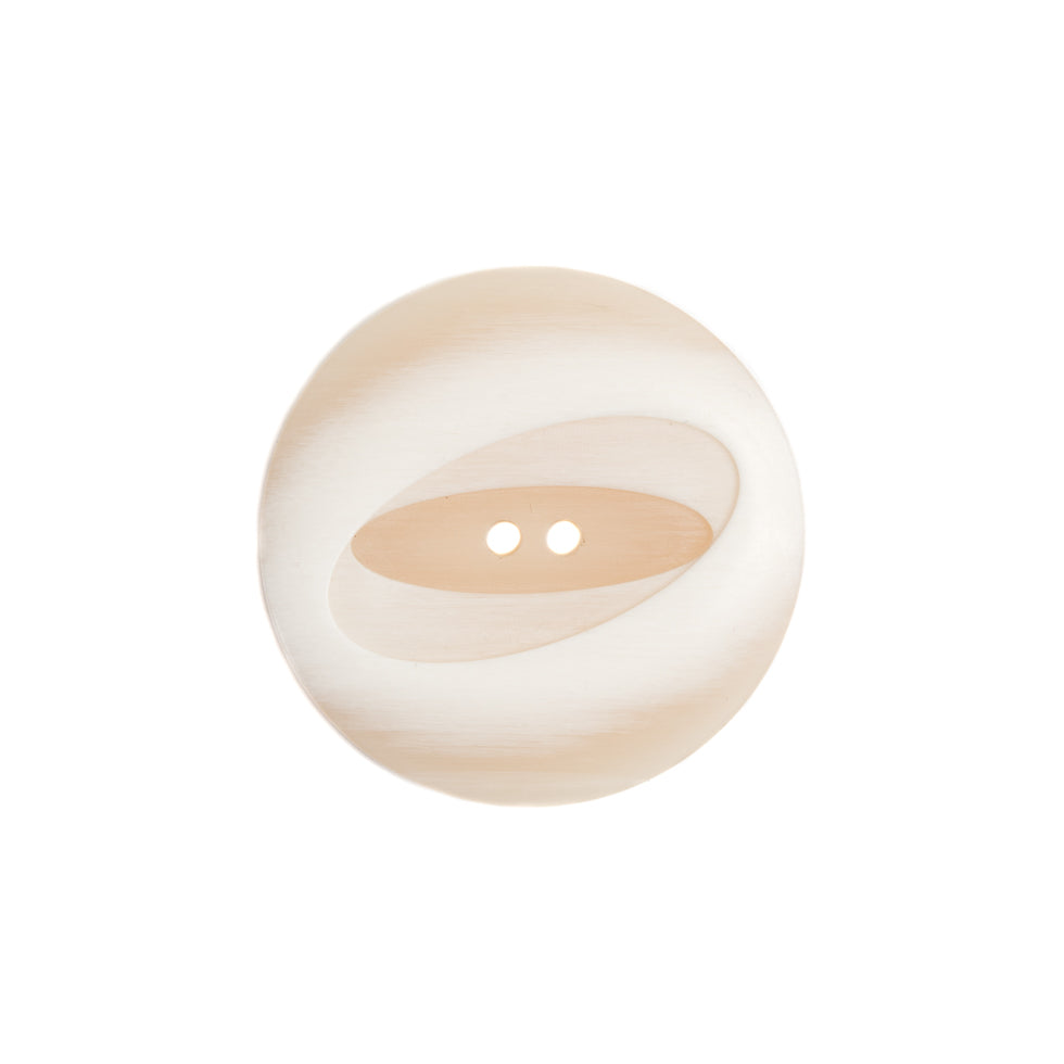 Plastic 2-Hole Button Made in Italy - 36L/23mm - Ivory Woodgrain with Ovals