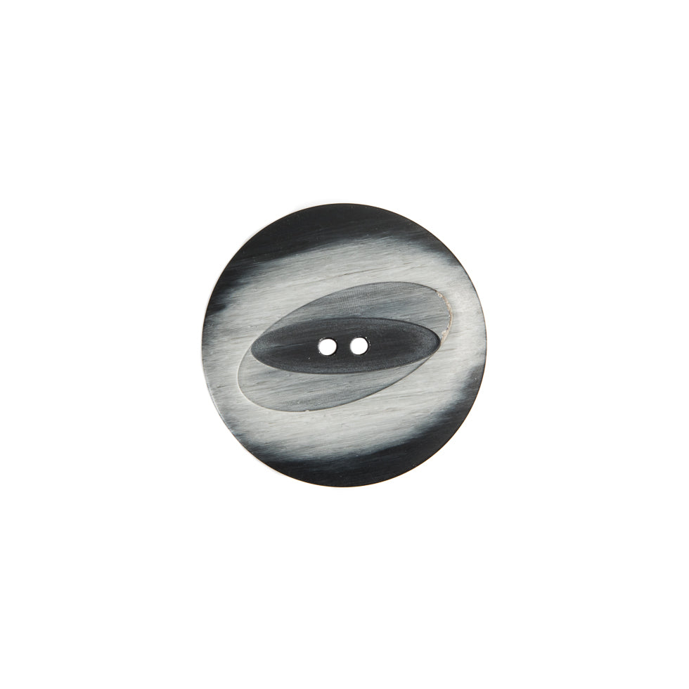 Italian Black and Silver 2-Hole Plastic Button - 28L/18mm
