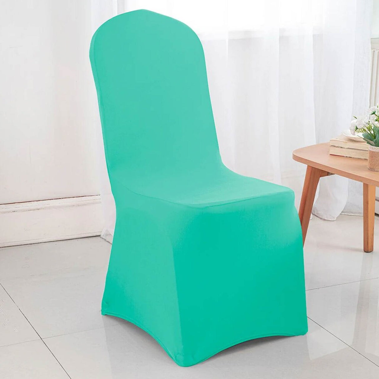 1 Piece Spandex Banquet Chair Cover Tiff Blue Or Aqua Blue Stretch Wrinkle Free Decor