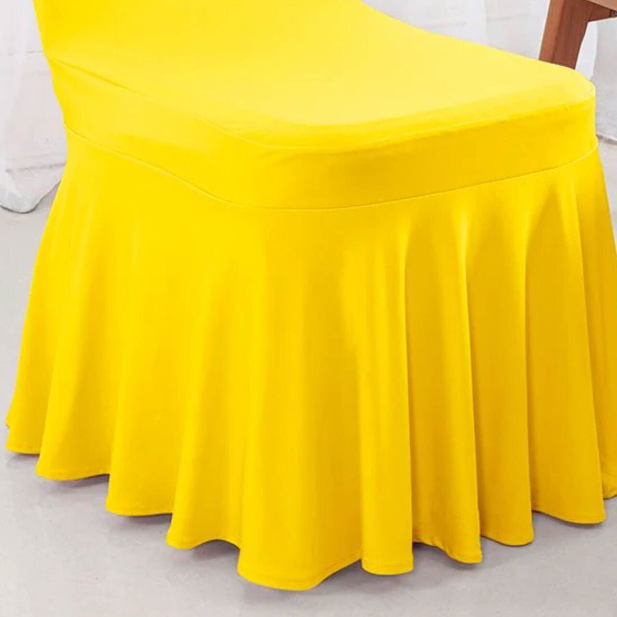 Spandex Banquet Skirt Chair Cover Canary Yellow Stretch Elegant Wedding Decor