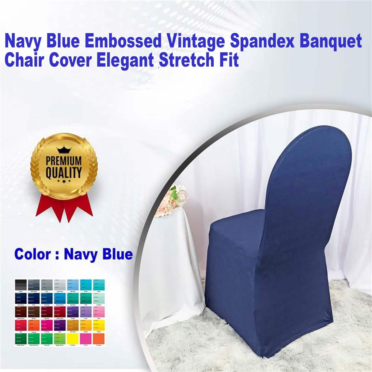 1 Piece Pewter Charcoal Embossed Vintage Spandex Banquet Chair Cover Elegant Stretch Fit