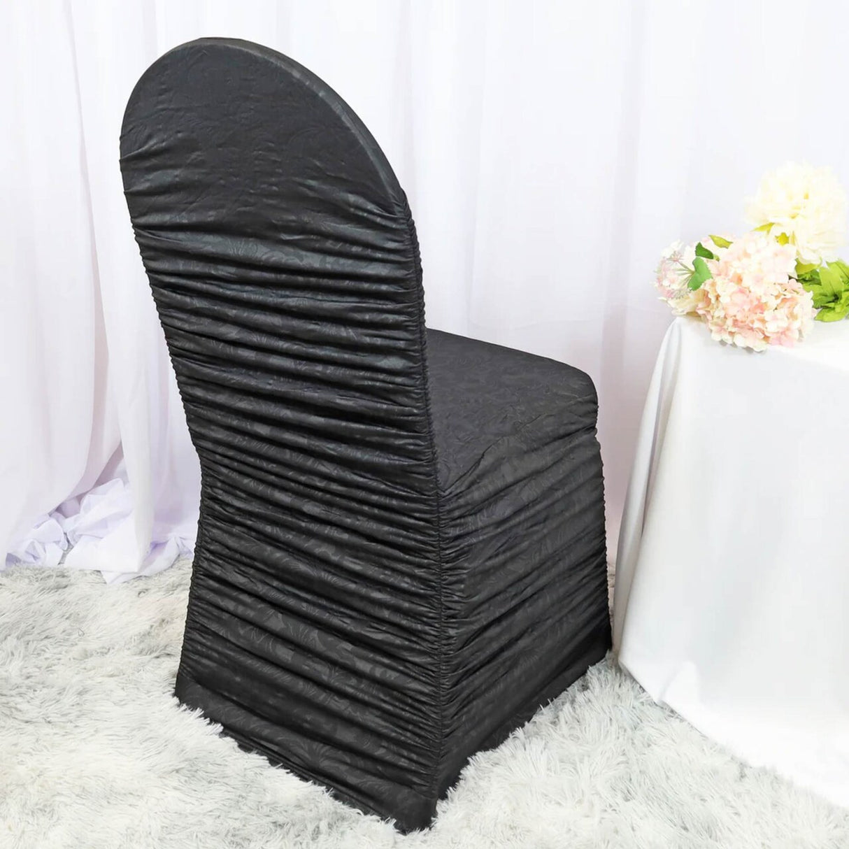 1 Piece Timeless Rouge Embossed Spandex Event Chair Cover Black
