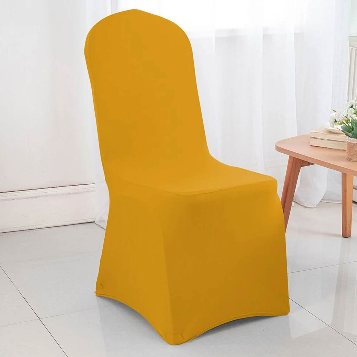 1 Piece Spandex Banquet Chair Cover Gold Stretch Wrinkle Resistant Elegant Event Decor