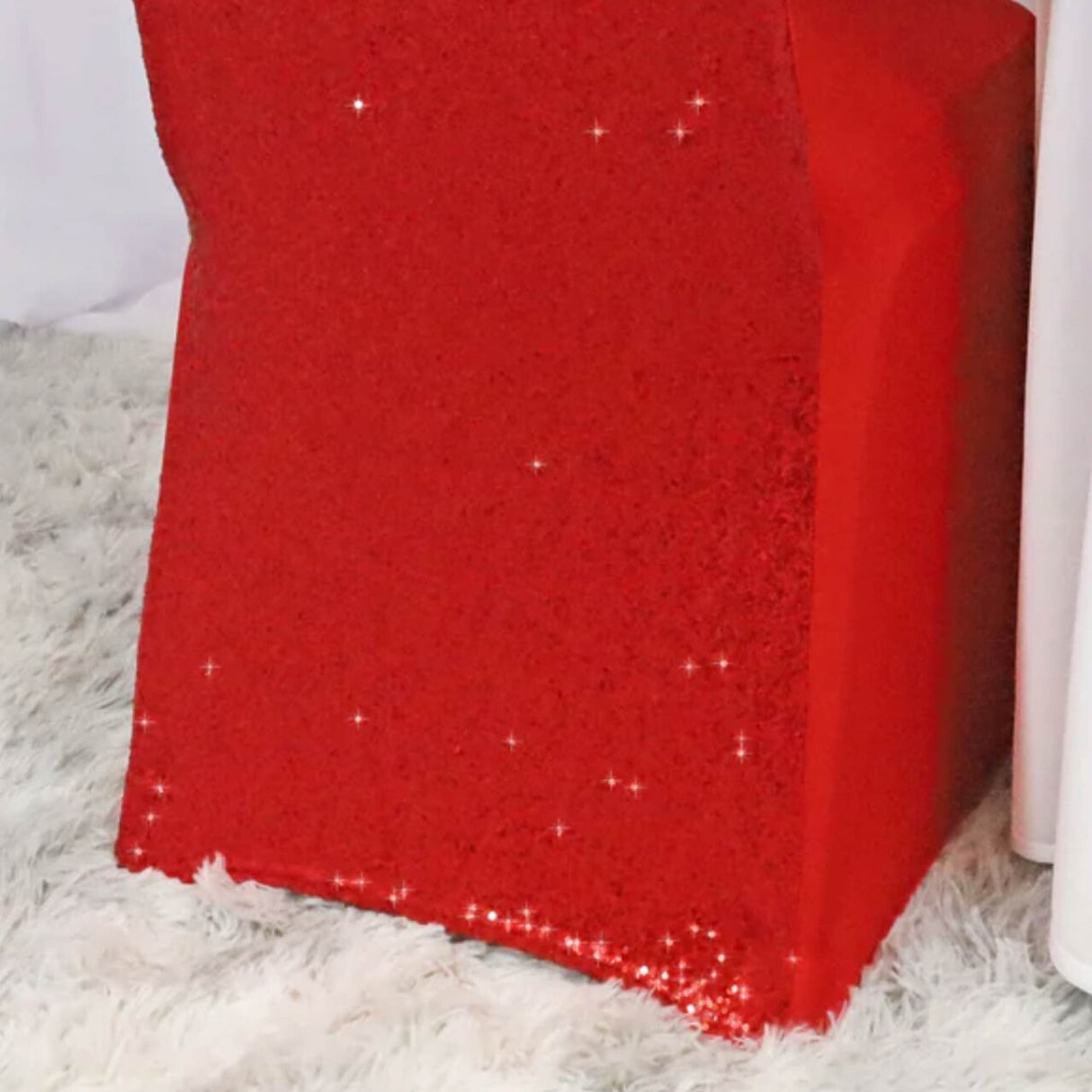 1 Piece Sequin Spandex Banquet Chair Cover Red Stretch Sparkle Elegant Event Decor