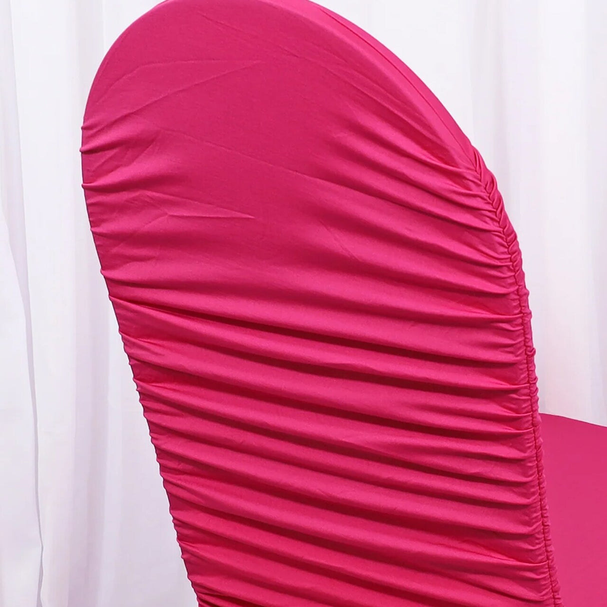 1 Piece Fuchsia Rouge Ruffled Spandex Banquet Chair Cover Stylish Event Decor