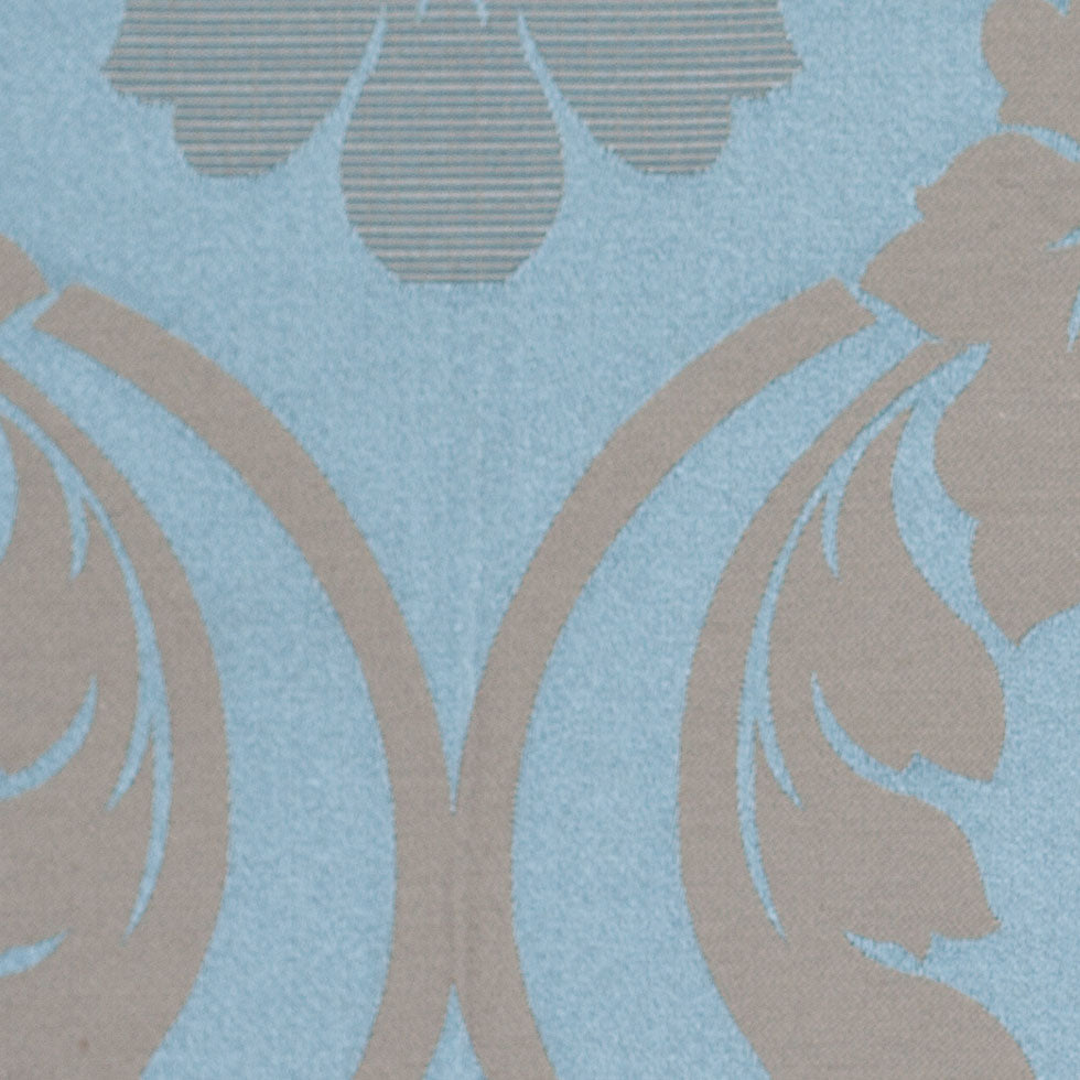 Oil Blue Floral Damask-Pattern Satin Jacquard