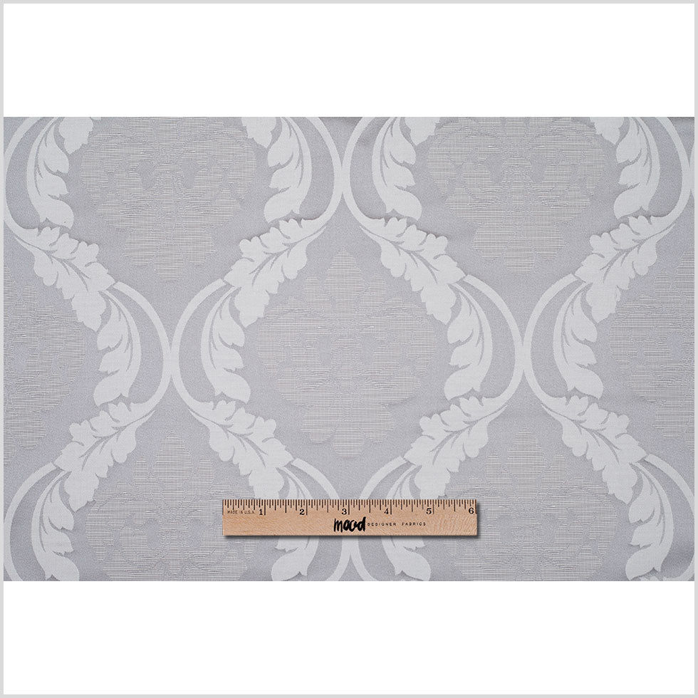Silver Floral Damask-Pattern Satin Jacquard