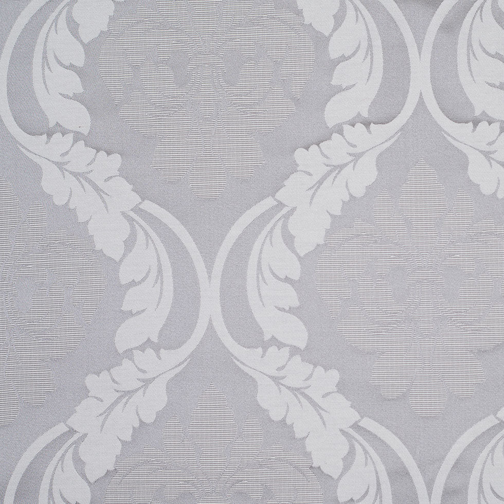 Silver Floral Damask-Pattern Satin Jacquard