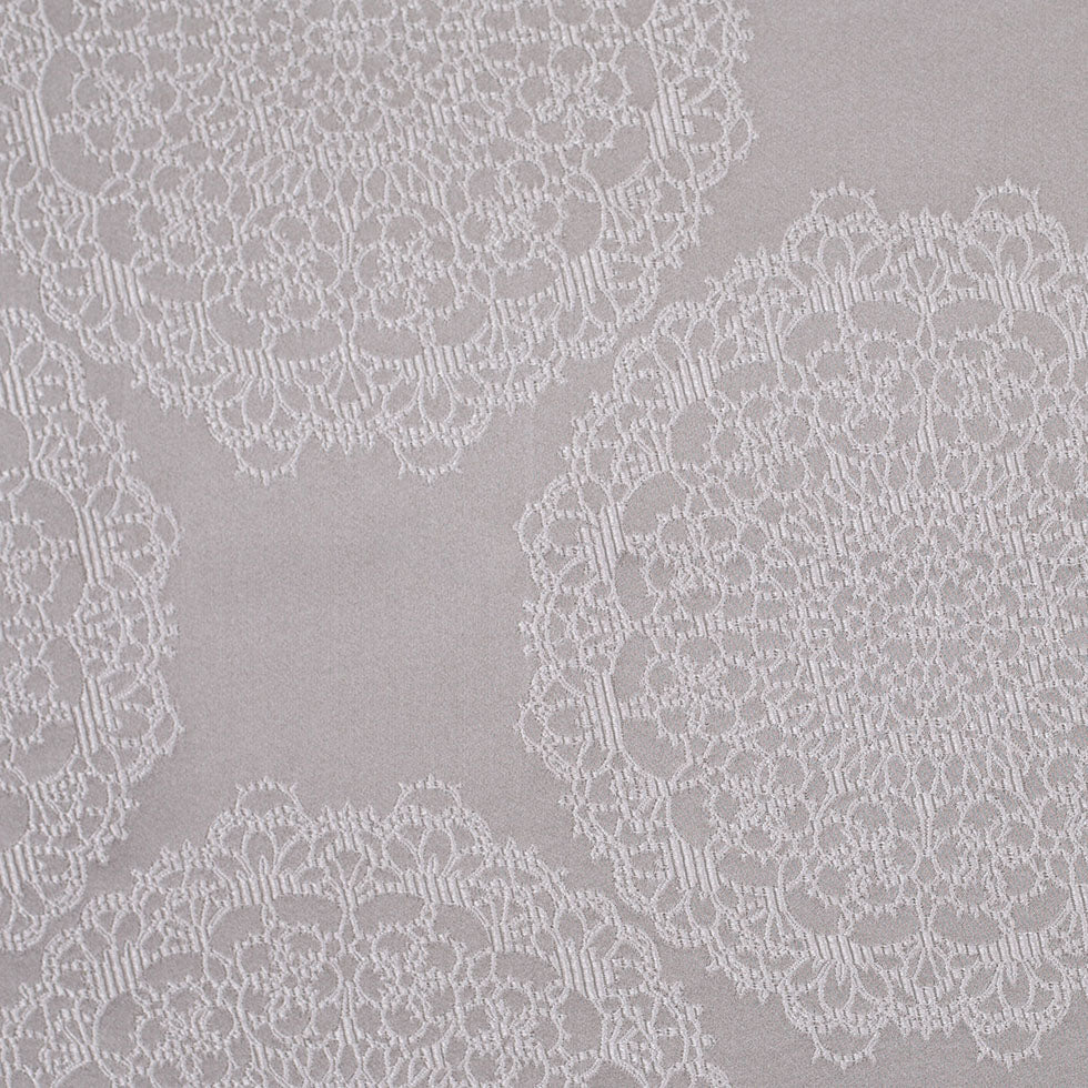 Silver Taupe "Doilies" Satin Jacquard