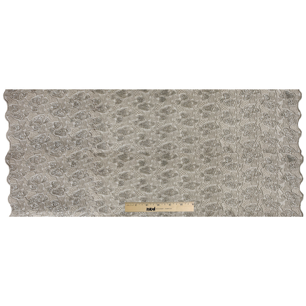 Fancy Beaded Guipure Lace - Dark Silver