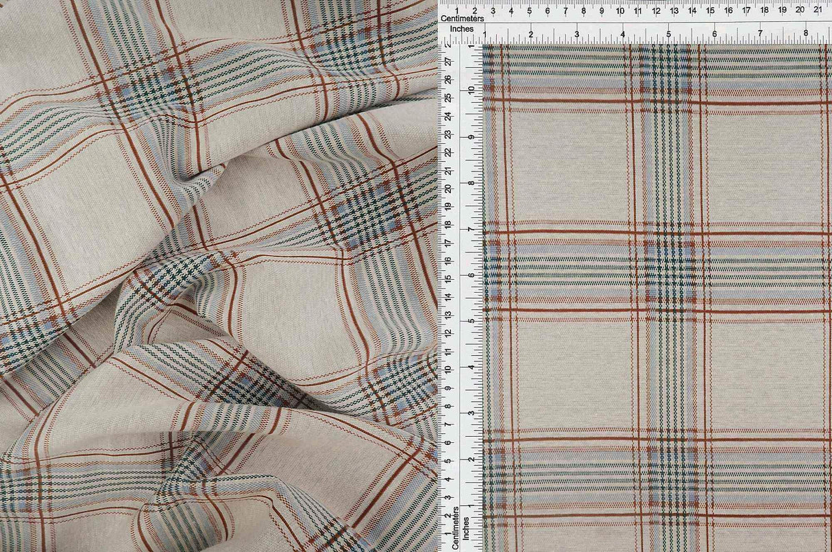 1 Yard Double Knit Jacquard Plaid Fabric, 58/60'' Wide Poly Rayon Spandex Blend