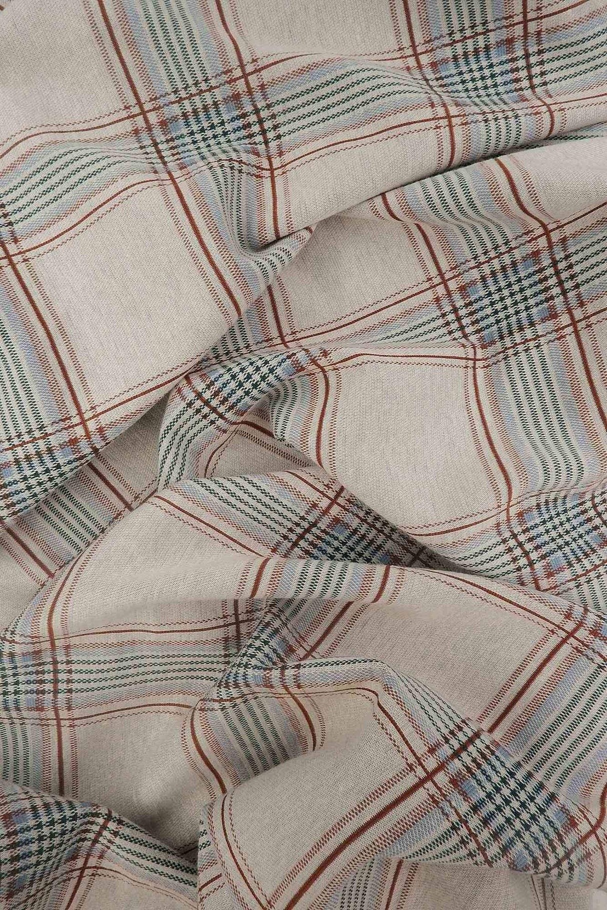 1 Yard Double Knit Jacquard Plaid Fabric, 58/60'' Wide Poly Rayon Spandex Blend