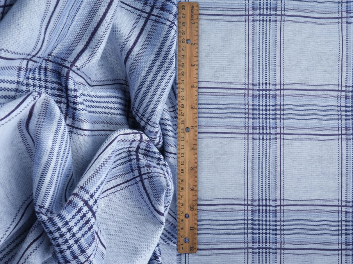 1 Yard Double Knit Jacquard Plaid Fabric, 58/60'' Wide Poly Rayon Spandex Blend