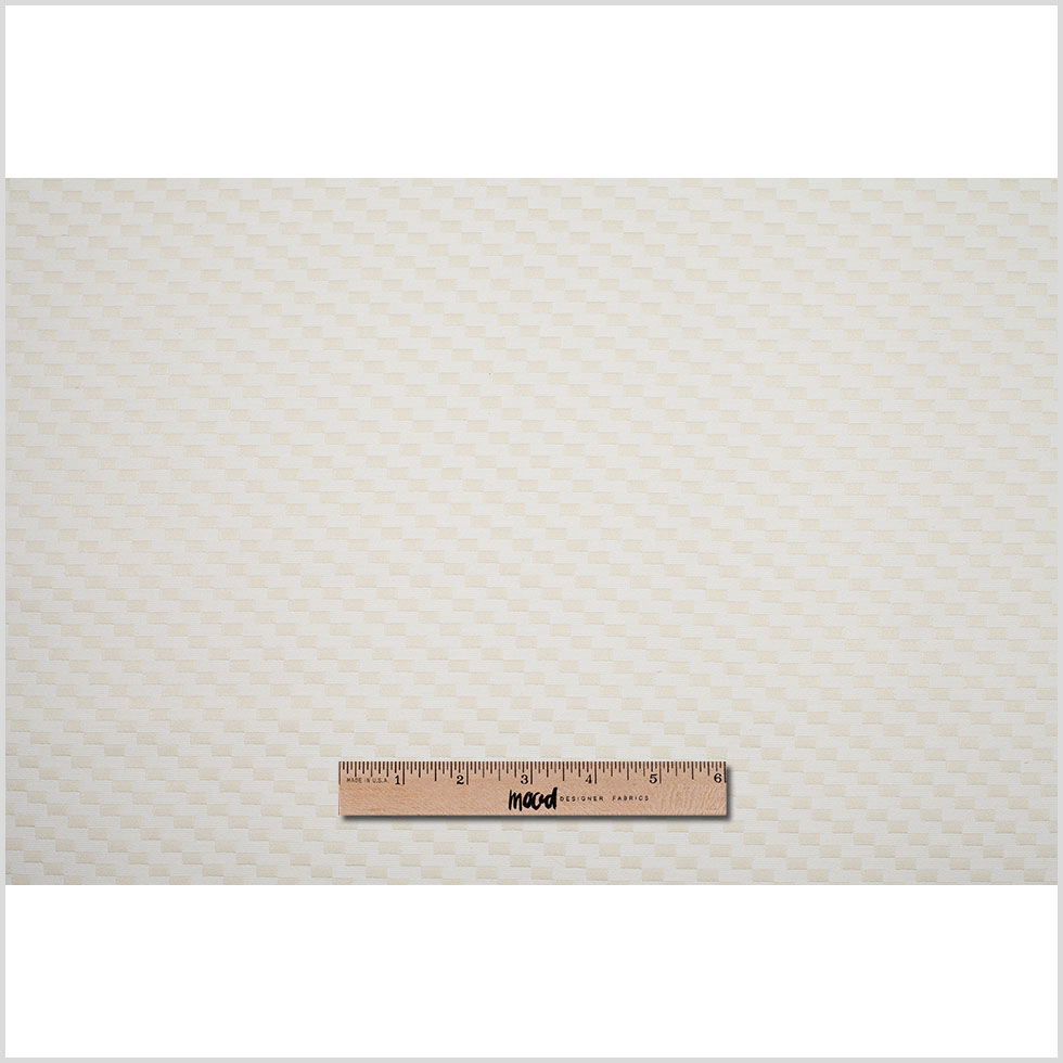 Ecru Rectangle Checkerboard Woven Cotton